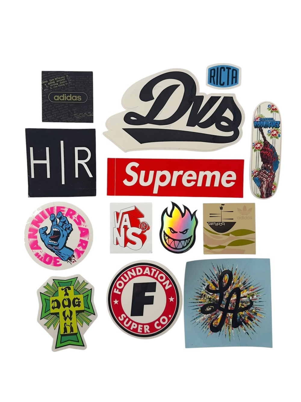Lot Of 13 Skateboard Authentic Stickers Supreme Dogtown 101 Foundation Spitfire